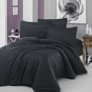 "Line" Bettwäsche Set Schwarz